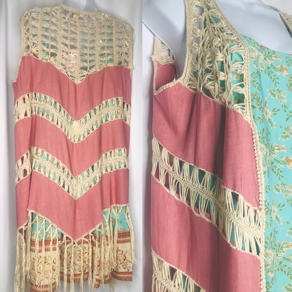 Umgee NWT Boutique Boho Crochet Vest Cardigan - Picture 9 of 14